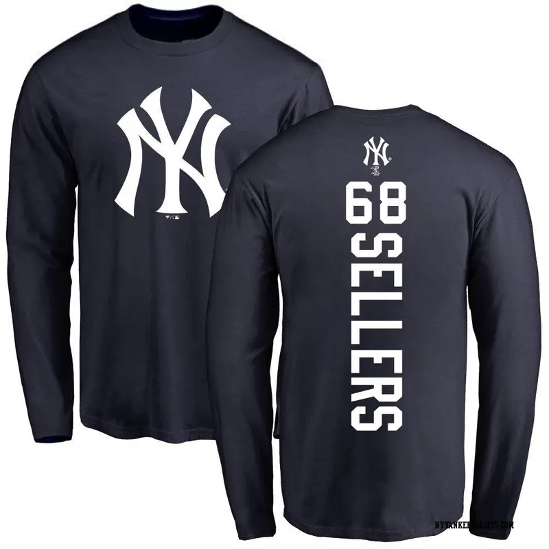 Men's New York Yankees ＃68 Trent Sellers Navy Backer Long Sleeve T-Shirt