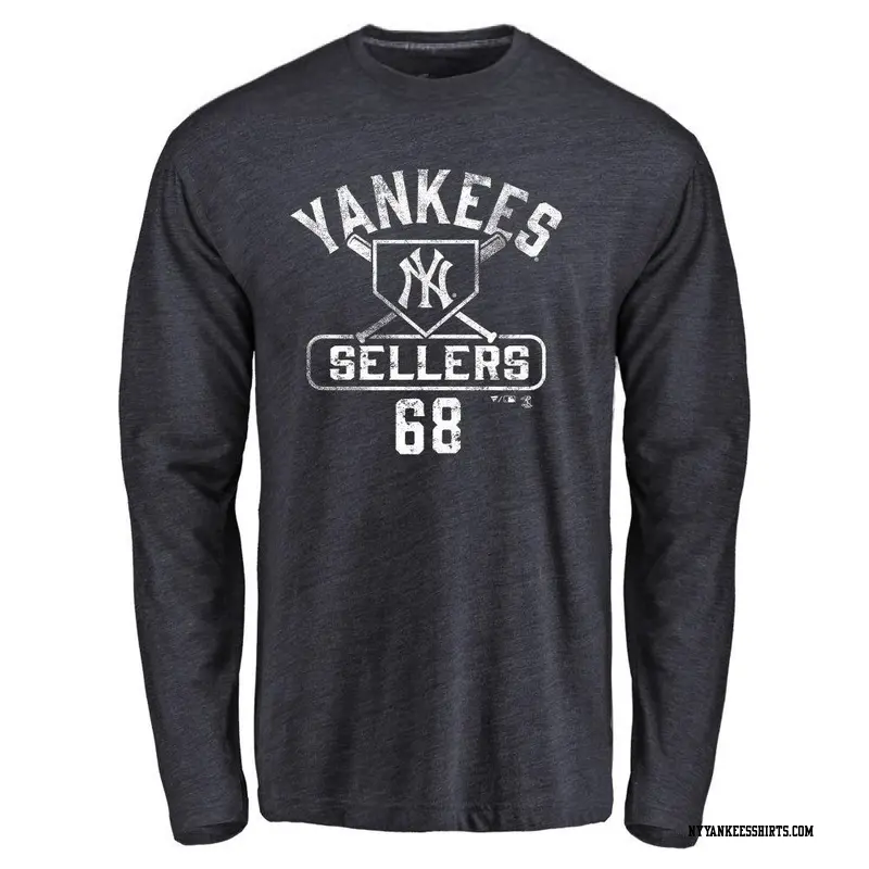 Men's New York Yankees ＃68 Trent Sellers Navy Base Runner Long Sleeve T-Shirt