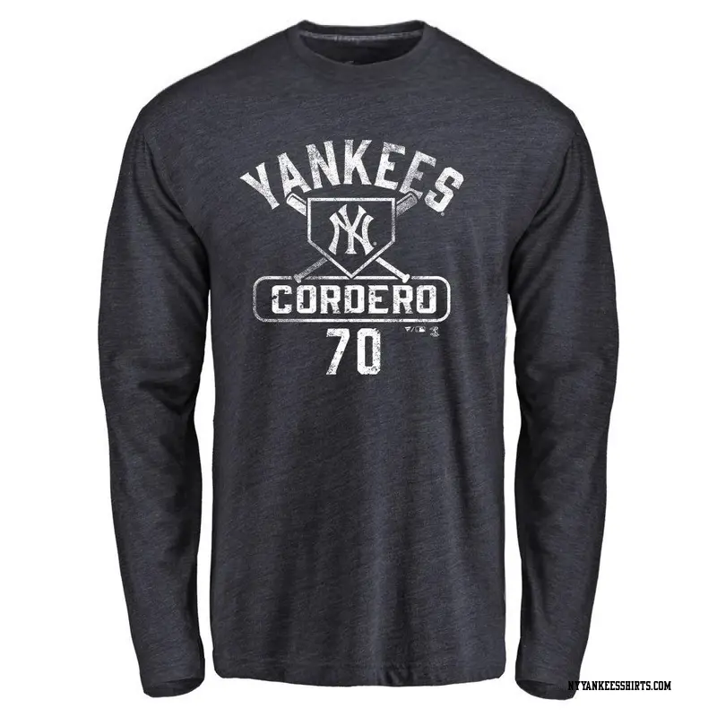 Men's New York Yankees ＃70 Jimmy Cordero Navy Branded Base Runner Long Sleeve T-Shirt