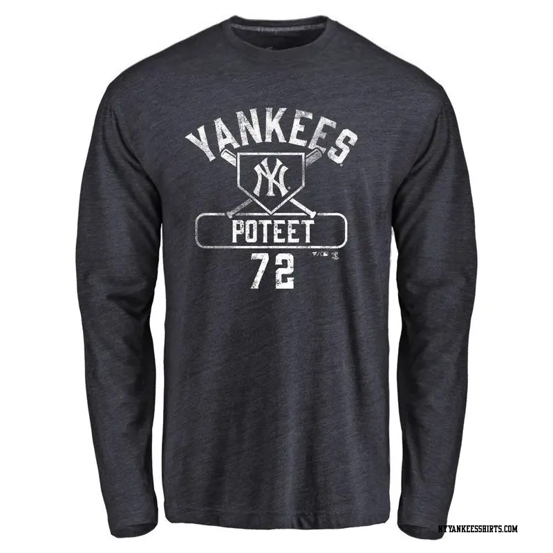 Men's New York Yankees ＃72 Cody Poteet Navy Base Runner Long Sleeve T-Shirt