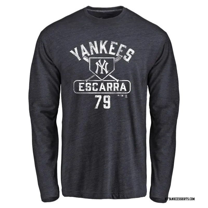 Men's New York Yankees ＃79 J.C. Escarra Navy Base Runner Long Sleeve T-Shirt