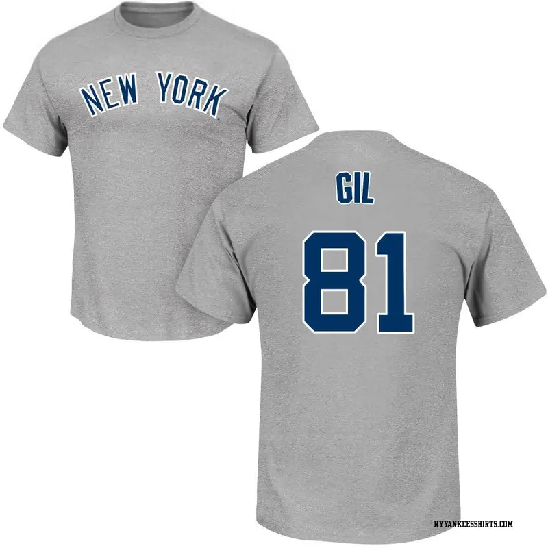 Men's New York Yankees ＃81 Luis Gil Gray Roster Name & Number T-Shirt