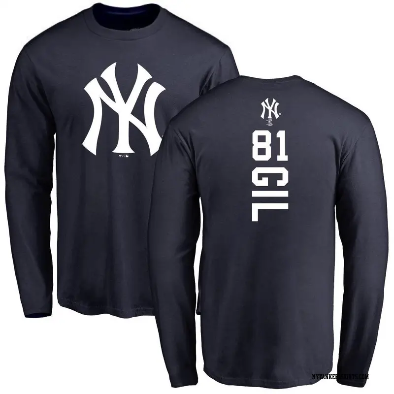 Men's New York Yankees ＃81 Luis Gil Navy Backer Long Sleeve T-Shirt