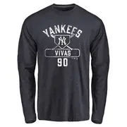 Men's New York Yankees ＃90 Jorbit Vivas Navy Base Runner Long Sleeve T-Shirt