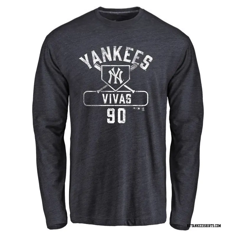 Men's New York Yankees ＃90 Jorbit Vivas Navy Base Runner Long Sleeve T-Shirt