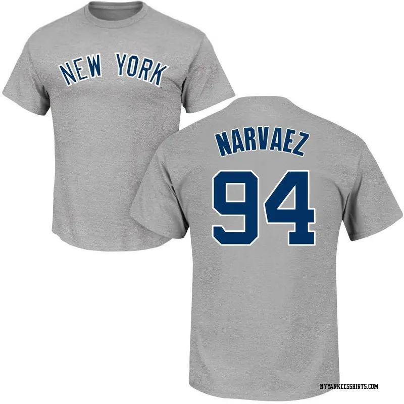 Men's New York Yankees ＃94 Carlos Narvaez Gray Roster Name & Number T-Shirt