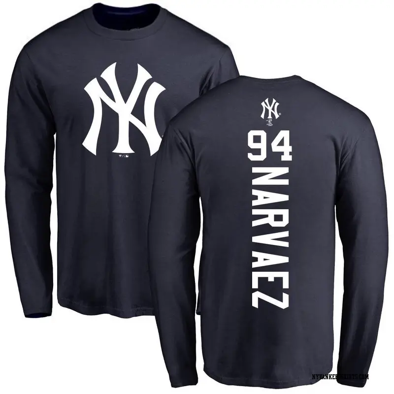 Men's New York Yankees ＃94 Carlos Narvaez Navy Backer Long Sleeve T-Shirt