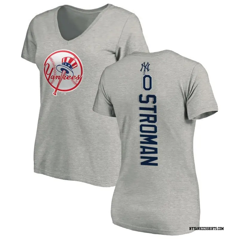 Women's New York Yankees ＃0 Marcus Stroman Ash Backer Slim Fit T-Shirt