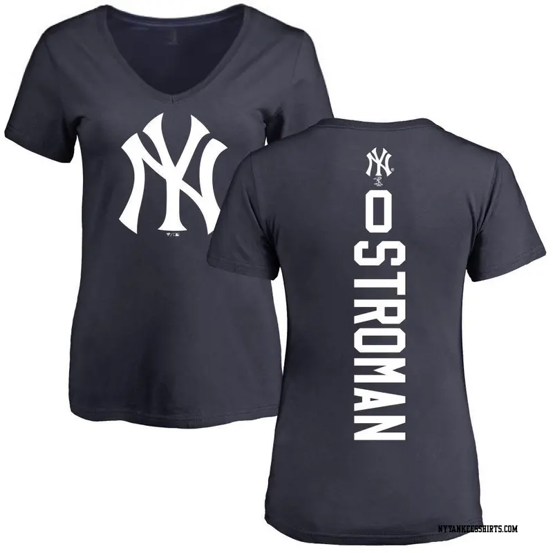 Women's New York Yankees ＃0 Marcus Stroman Navy Backer Slim Fit T-Shirt