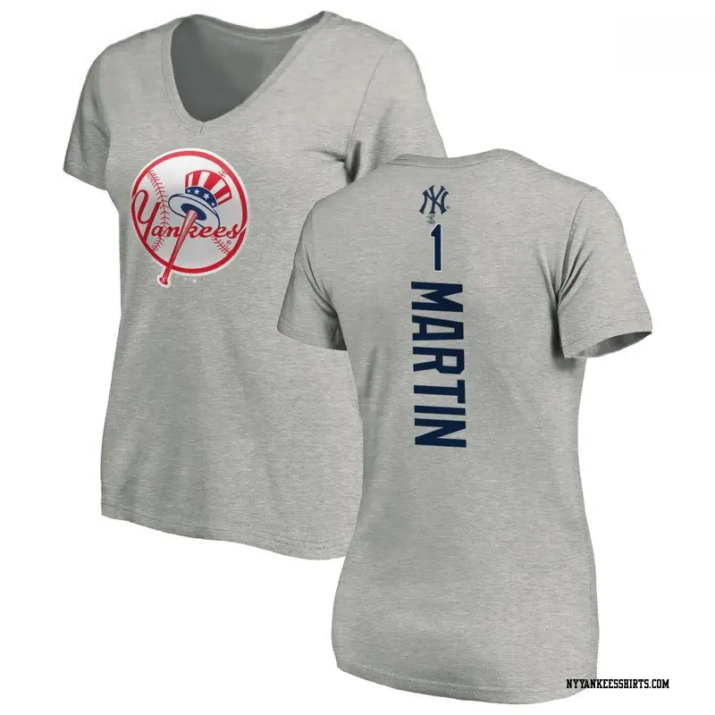 Women's New York Yankees ＃1 Billy Martin Ash Backer Slim Fit T-Shirt