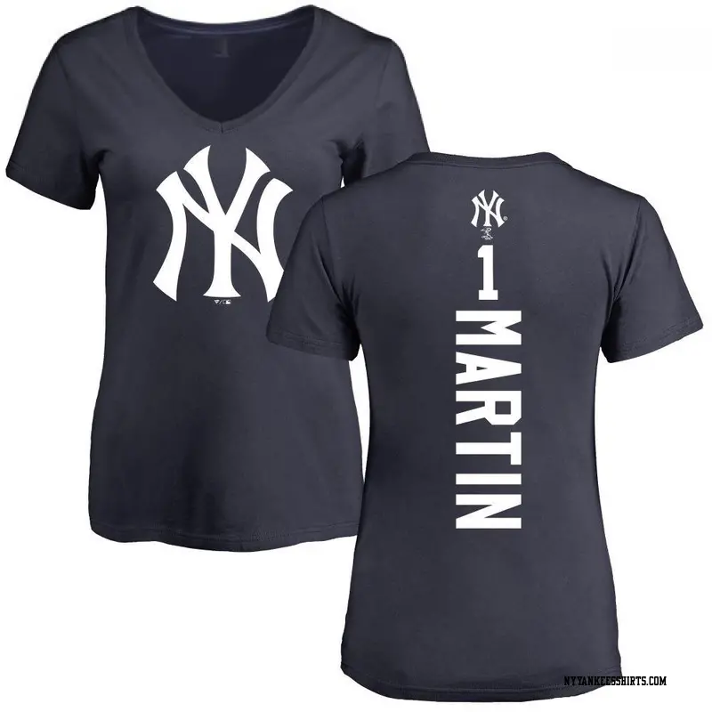 Women's New York Yankees ＃1 Billy Martin Navy Backer Slim Fit T-Shirt