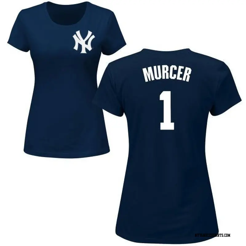 Women's New York Yankees ＃1 Bobby Murcer Navy Roster Name & Number T-Shirt