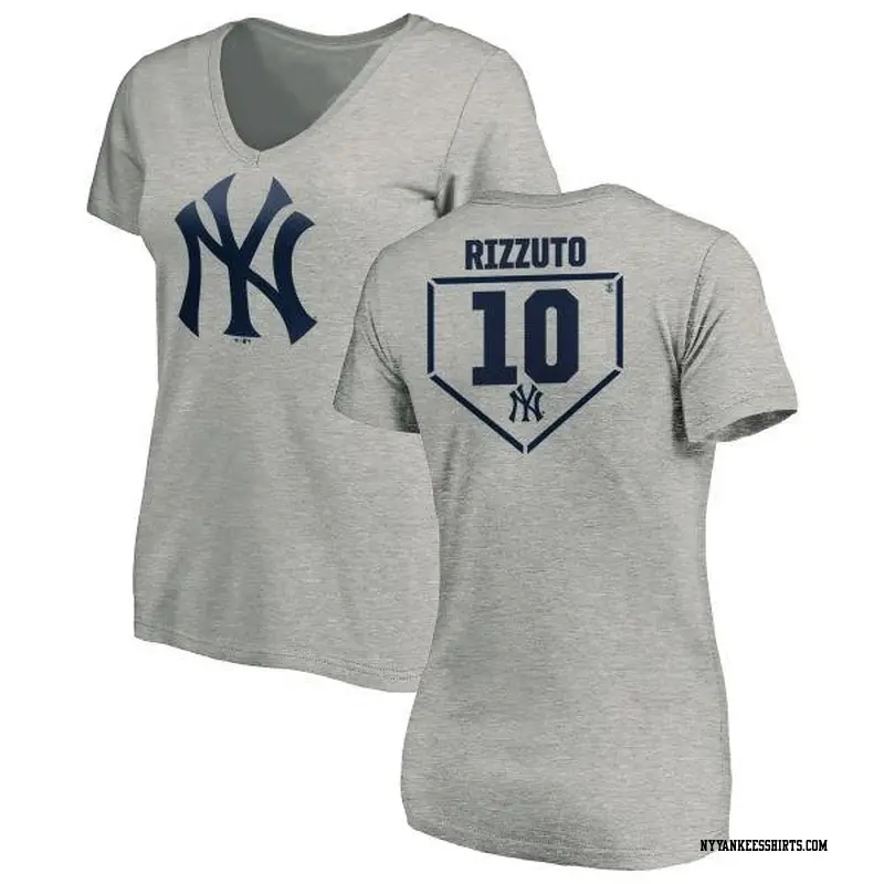 Women's New York Yankees ＃10 Phil Rizzuto Gray Branded RBI Slim Fit V-Neck T-Shirt Heathered