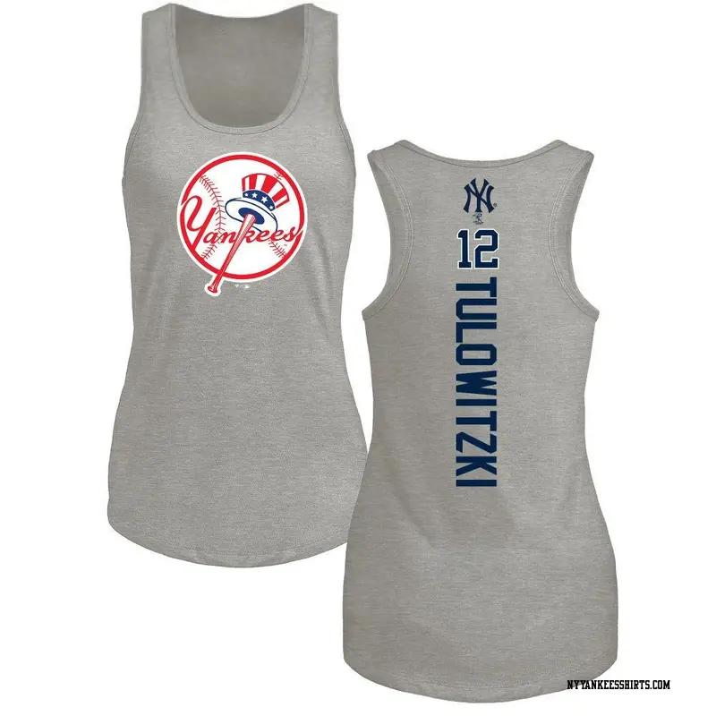 Women's New York Yankees ＃12 Troy Tulowitzki Ash Branded Backer Tank Top