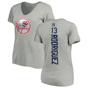 Women's New York Yankees ＃13 Alex Rodriguez Ash Backer Slim Fit T-Shirt