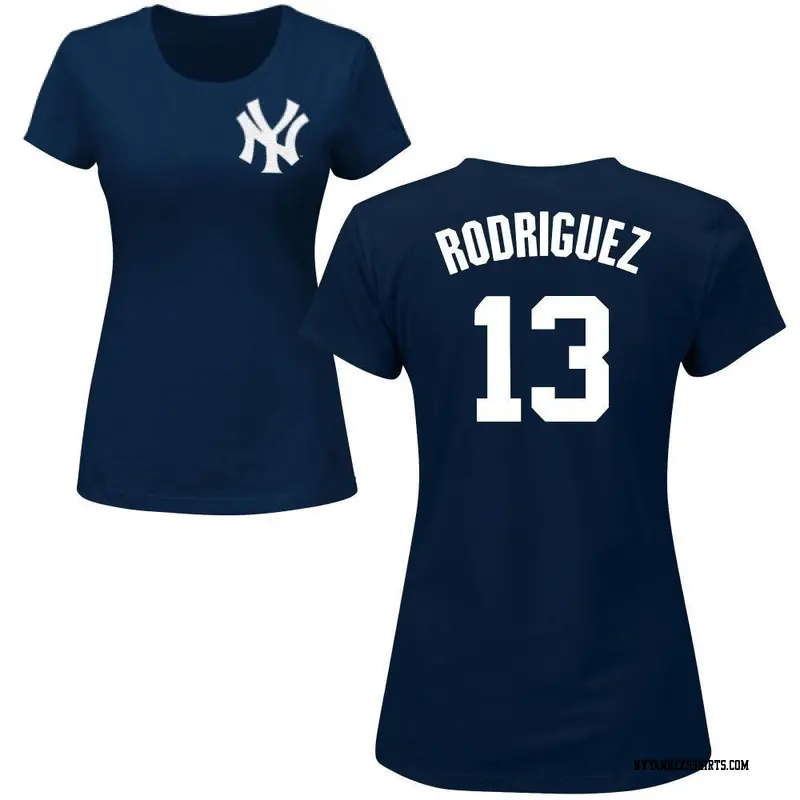 Women's New York Yankees ＃13 Alex Rodriguez Navy Roster Name & Number T-Shirt