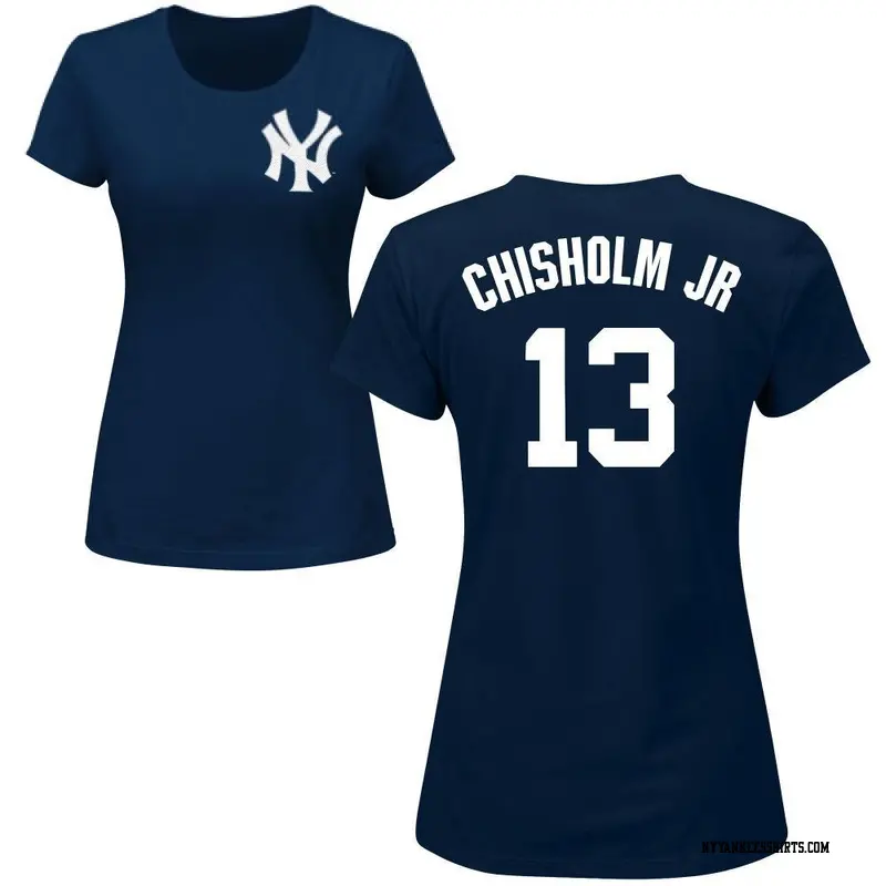 Women's New York Yankees ＃13 Jazz Chisholm Jr. Navy Roster Name & Number T-Shirt