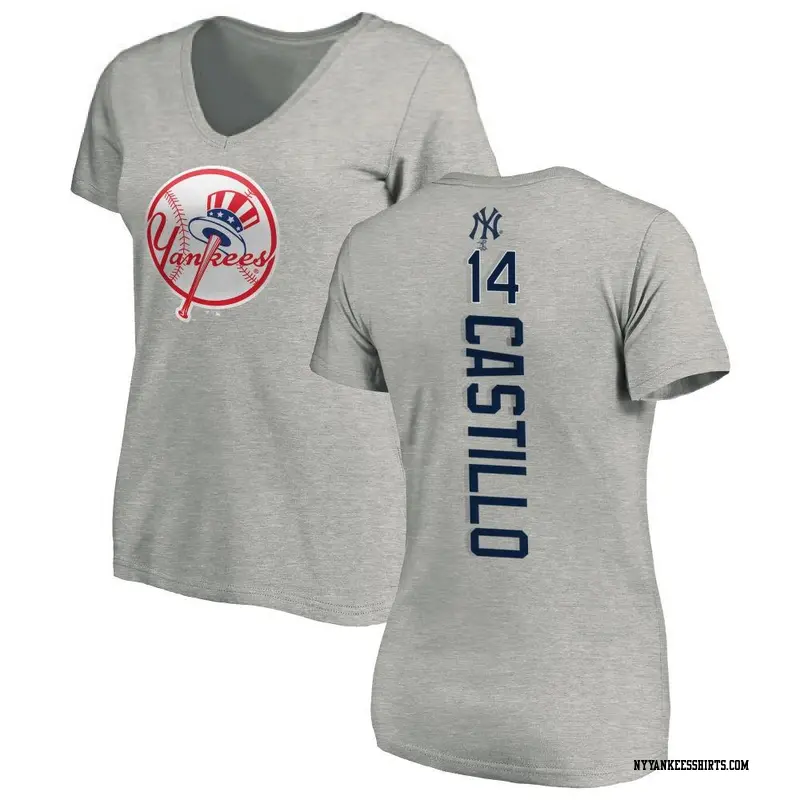 Women's New York Yankees ＃14 Jackson Castillo Ash Backer Slim Fit T-Shirt