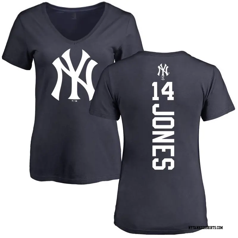 Women's New York Yankees ＃14 Jahmai Jones Navy Backer Slim Fit T-Shirt