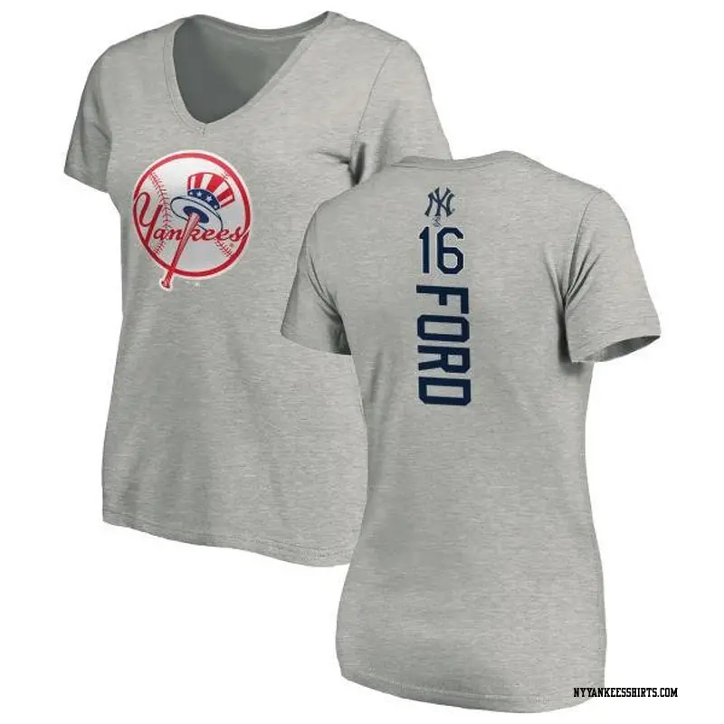 Women's New York Yankees ＃16 Whitey Ford White y Ford Backer Slim Fit T-Shirt Ash