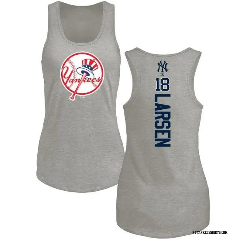 Women's New York Yankees ＃18 Don Larsen Ash Branded Backer Tank Top