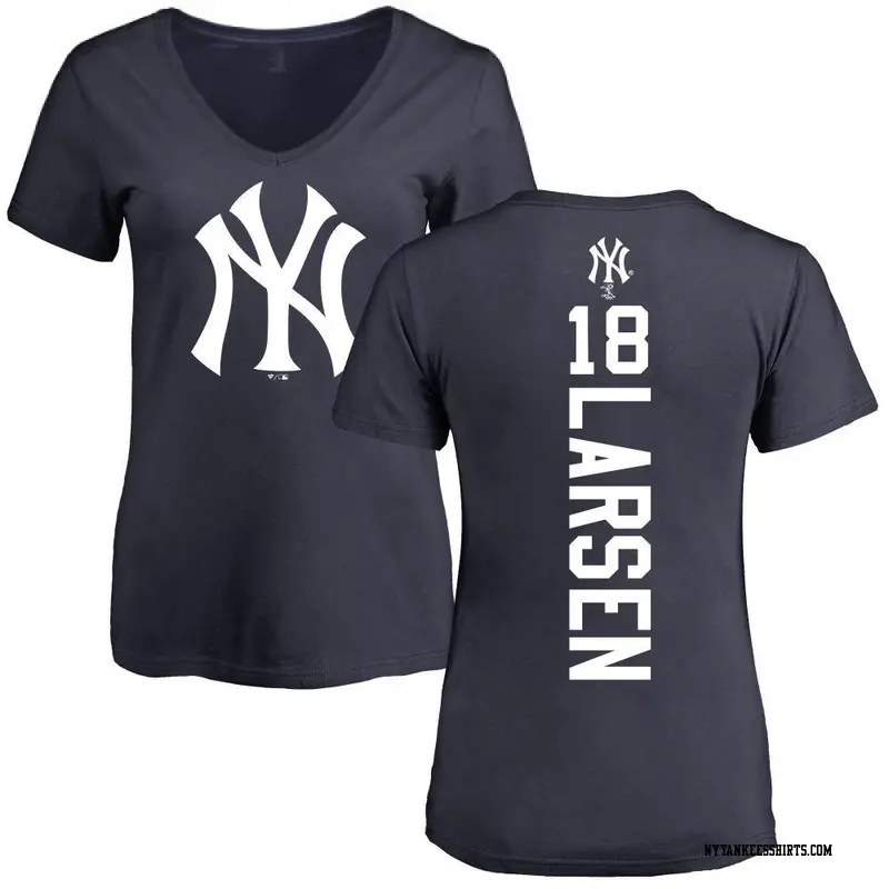 Women's New York Yankees ＃18 Don Larsen Navy Backer Slim Fit T-Shirt