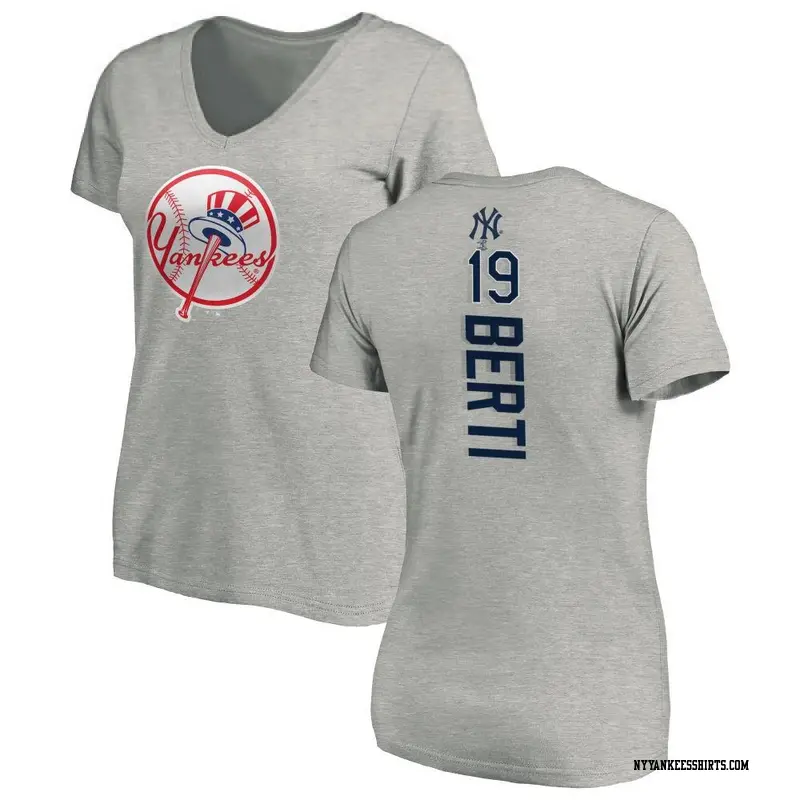 Women's New York Yankees ＃19 Jon Berti Ash Backer Slim Fit T-Shirt