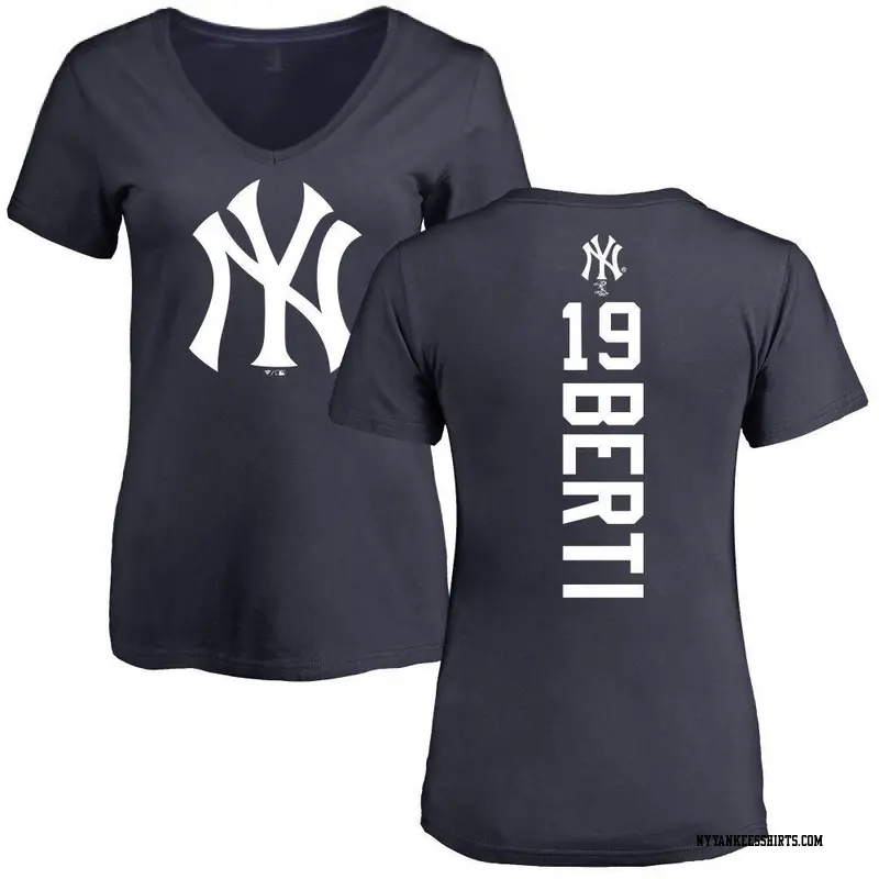 Women's New York Yankees ＃19 Jon Berti Navy Backer Slim Fit T-Shirt