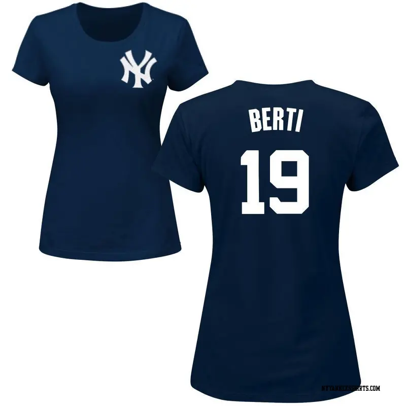 Women's New York Yankees ＃19 Jon Berti Navy Roster Name & Number T-Shirt