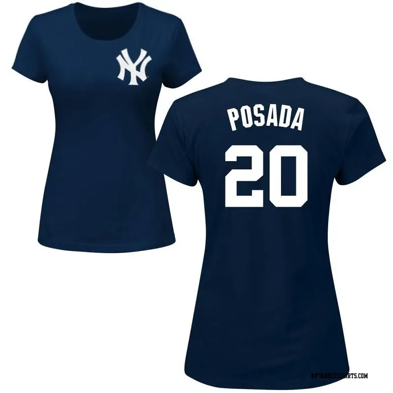 Women's New York Yankees ＃20 Jorge Posada Navy Roster Name & Number T-Shirt