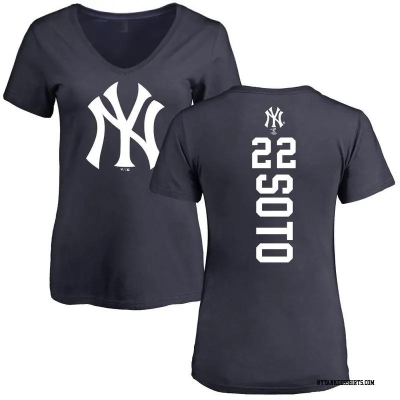 Women's New York Yankees ＃22 Juan Soto Navy Backer Slim Fit T-Shirt