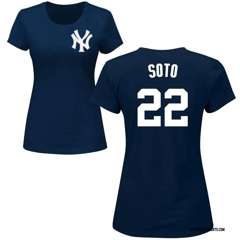 Women's New York Yankees ＃22 Juan Soto Navy Roster Name & Number T-Shirt