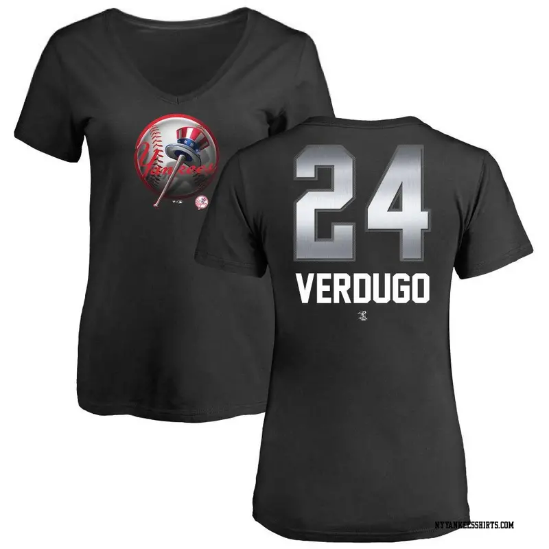 Women's New York Yankees ＃24 Alex Verdugo Black Midnight Mascot V-Neck T-Shirt