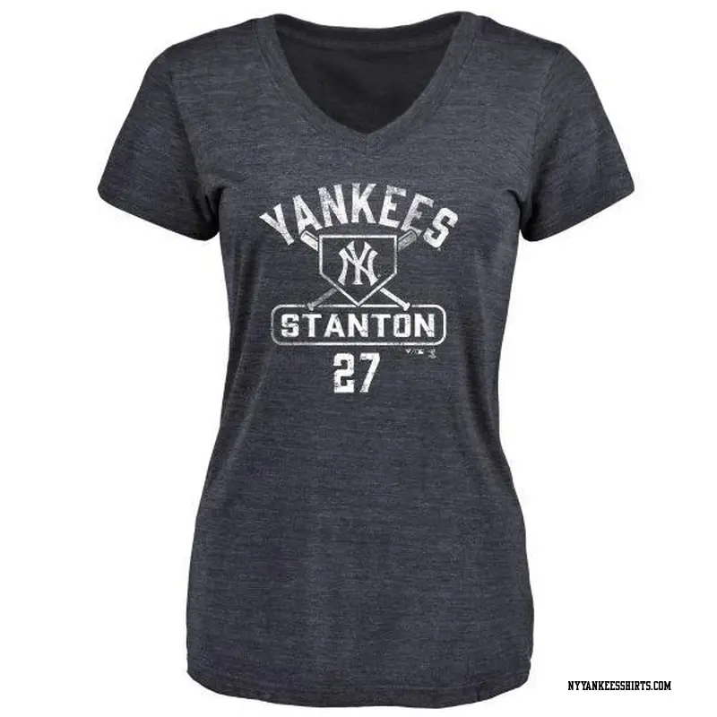 Women's New York Yankees ＃27 Giancarlo Stanton Navy Branded Base Runner T-Shirt