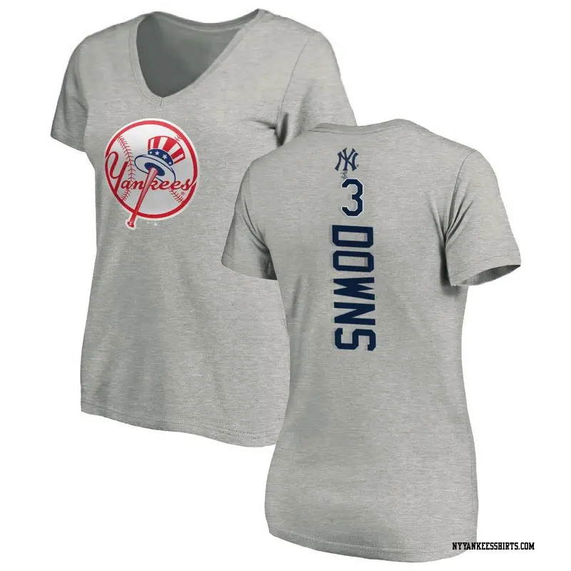 Women's New York Yankees ＃3 Jeter Downs Ash Backer Slim Fit T-Shirt