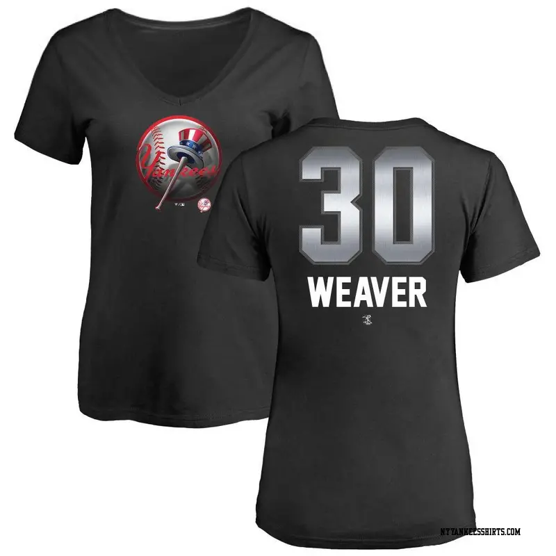 Women's New York Yankees ＃30 Luke Weaver Black Midnight Mascot V-Neck T-Shirt