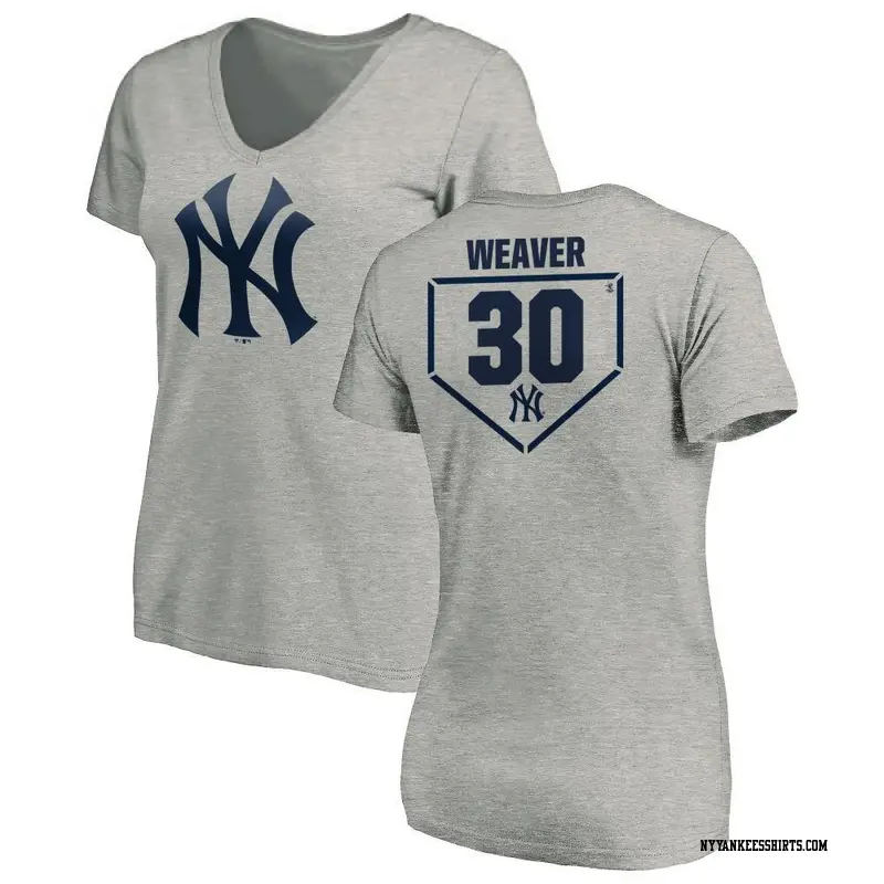 Women's New York Yankees ＃30 Luke Weaver Gray RBI Slim Fit V-Neck T-Shirt Heathered