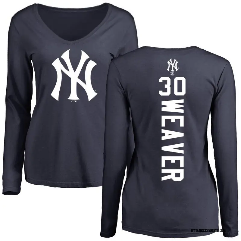 Women's New York Yankees ＃30 Luke Weaver Navy Backer Slim Fit Long Sleeve T-Shirt