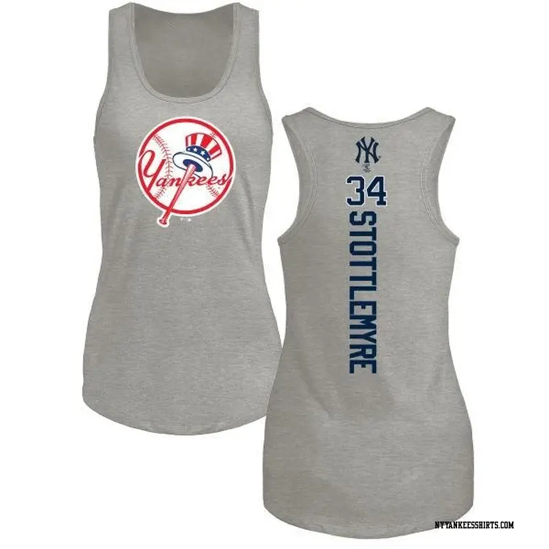 Women's New York Yankees ＃34 Mel Stottlemyre Ash Branded Backer Tank Top