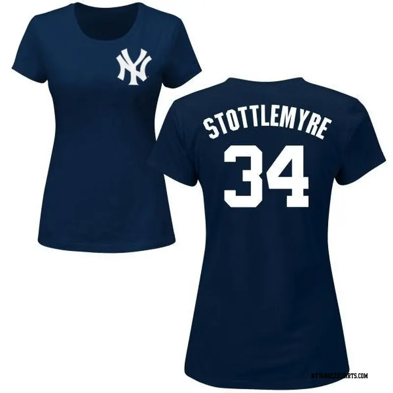 Women's New York Yankees ＃34 Mel Stottlemyre Navy Roster Name & Number T-Shirt