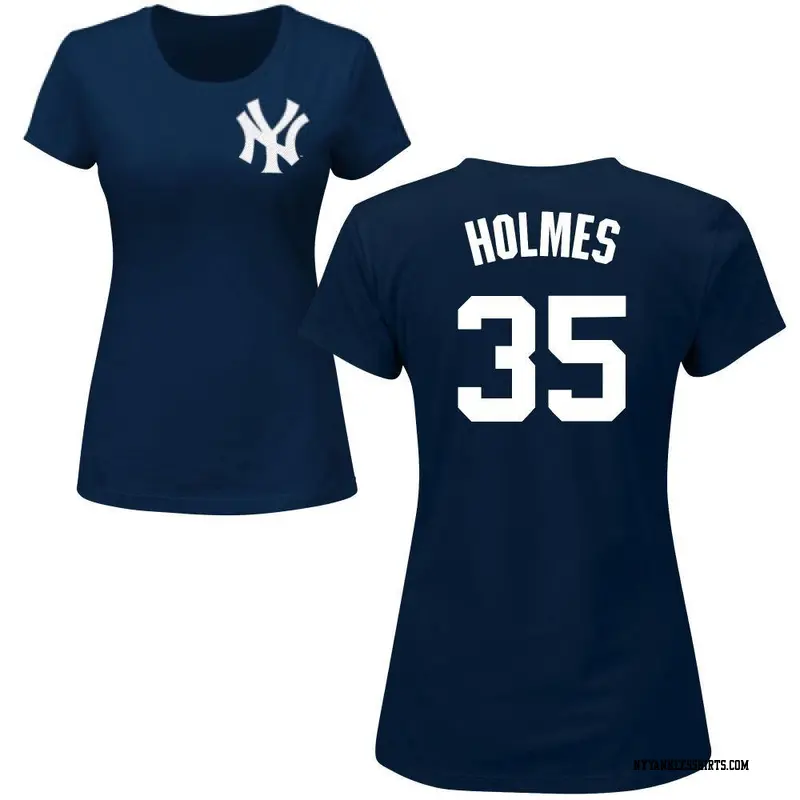 Women's New York Yankees ＃35 Clay Holmes Navy Roster Name & Number T-Shirt