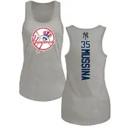 Women's New York Yankees ＃35 Mike Mussina Ash Branded Backer Tank Top