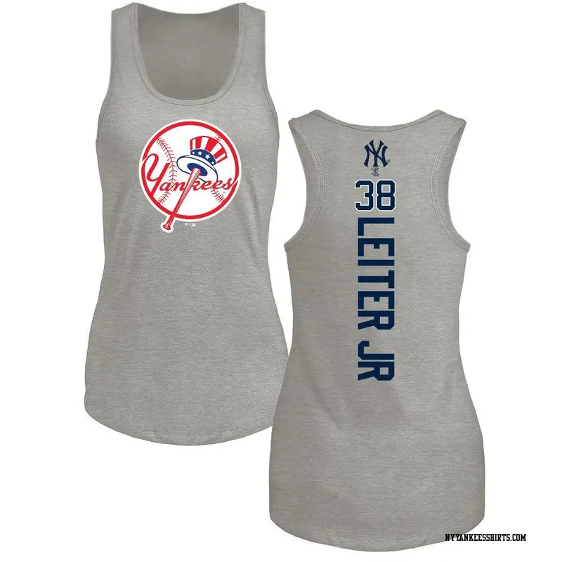 Women's New York Yankees ＃38 Mark Leiter Jr. Ash Backer Tank Top