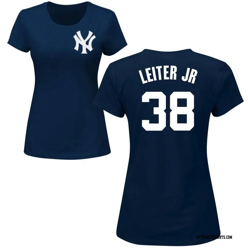 Women's New York Yankees ＃38 Mark Leiter Jr. Navy Roster Name & Number T-Shirt