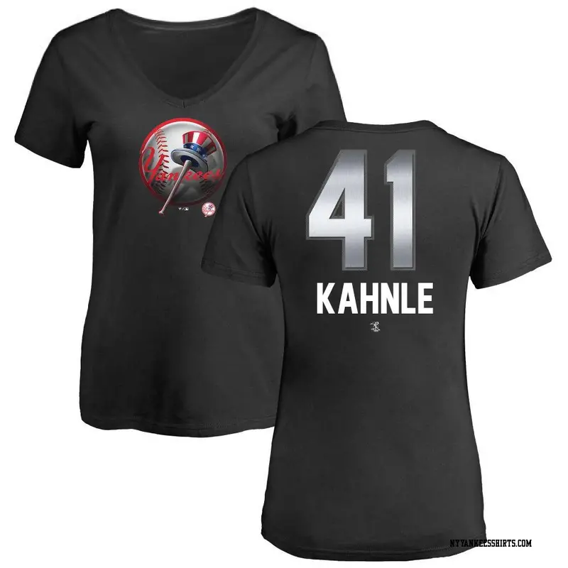 Women's New York Yankees ＃41 Tommy Kahnle Black Branded Midnight Mascot V-Neck T-Shirt