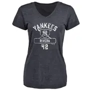 Women's New York Yankees ＃42 Mariano Rivera Navy Base Runner T-Shirt