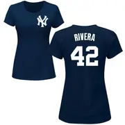 Women's New York Yankees ＃42 Mariano Rivera Navy Roster Name & Number T-Shirt