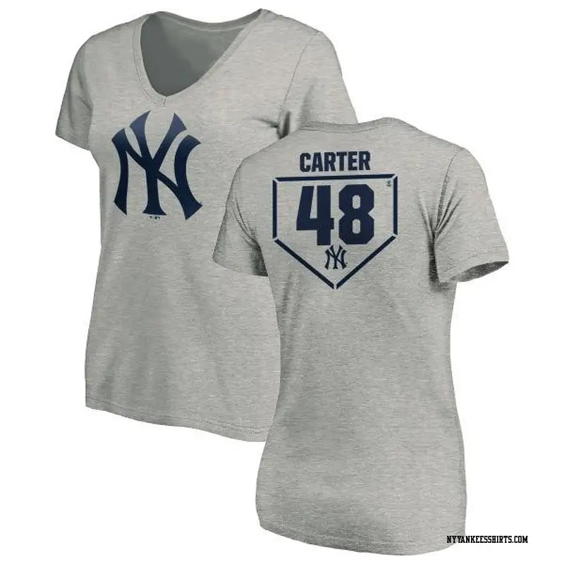 Women's New York Yankees ＃48 Chris Carter Gray Branded RBI Slim Fit V-Neck T-Shirt Heathered