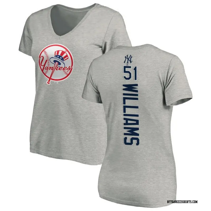 Women's New York Yankees ＃51 Bernie Williams Ash Backer Slim Fit T-Shirt