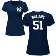 Women's New York Yankees ＃51 Bernie Williams Navy Roster Name & Number T-Shirt